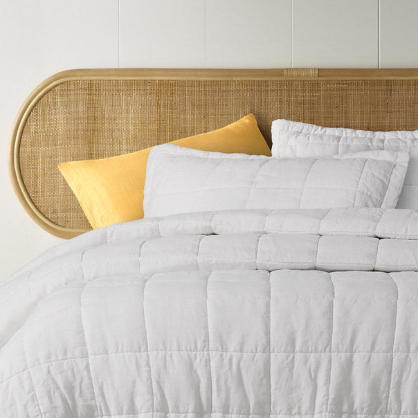 Stonewashed French Linen Coverlet Set Range White