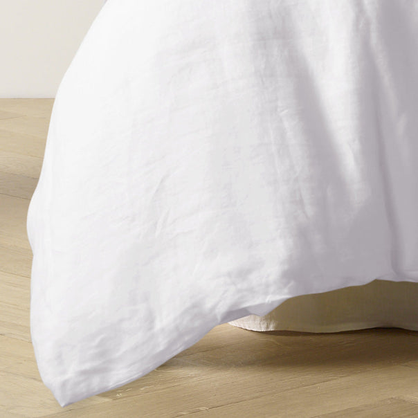 Stonewashed French Linen Quilt Cover Set Range White