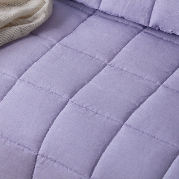Stonewashed French Linen Coverlet Set Range Lilac