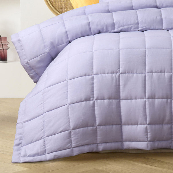 Stonewashed French Linen Coverlet Set Range Lilac
