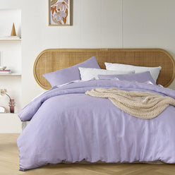 Stonewashed French Linen Quilt Cover Set Range Lilac