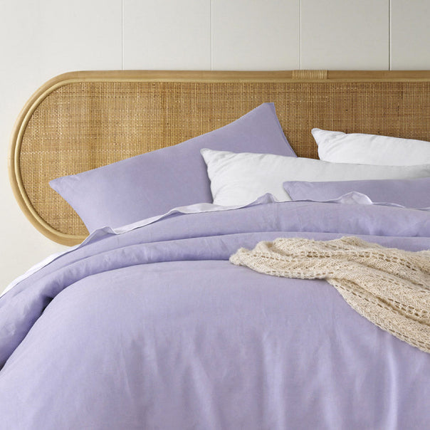 Stonewashed French Linen Quilt Cover Set Range Lilac