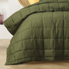 Stonewashed French Linen Coverlet Set Range Olive