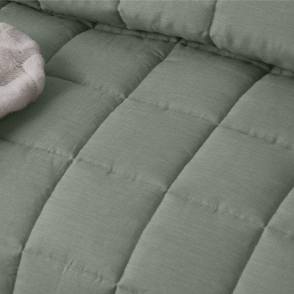 Stonewashed French Linen Coverlet Set Range Sage
