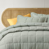 Stonewashed French Linen Coverlet Set Range Sage