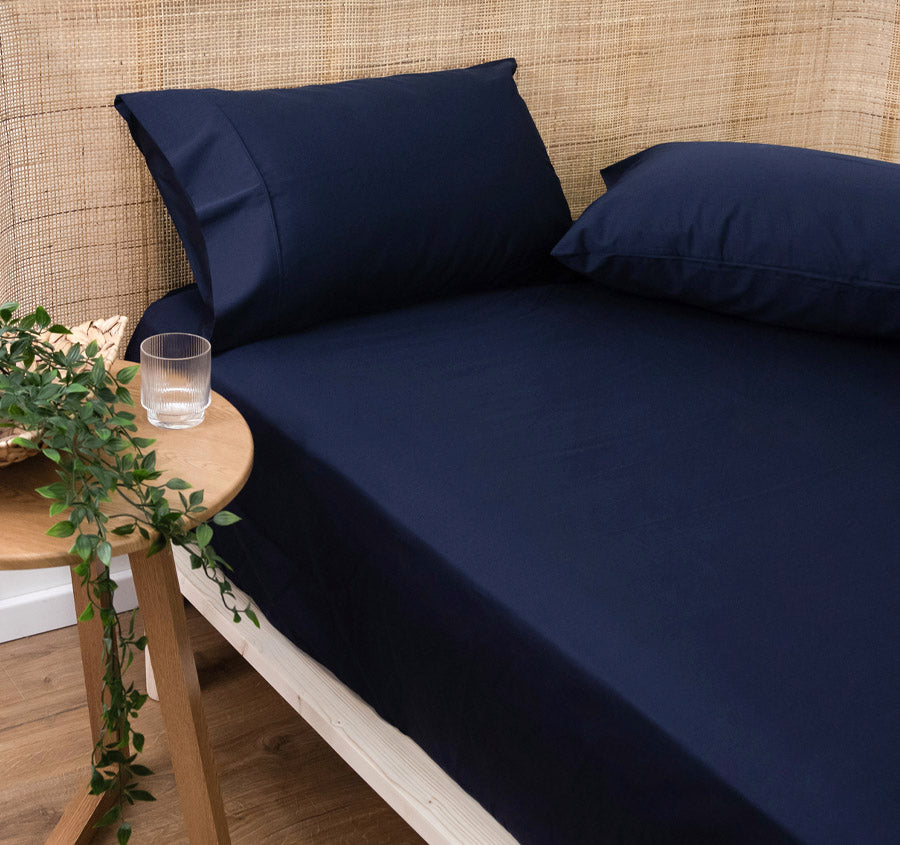 Bamboo Eco 400THC Cotton Fitted Sheet Range Navy