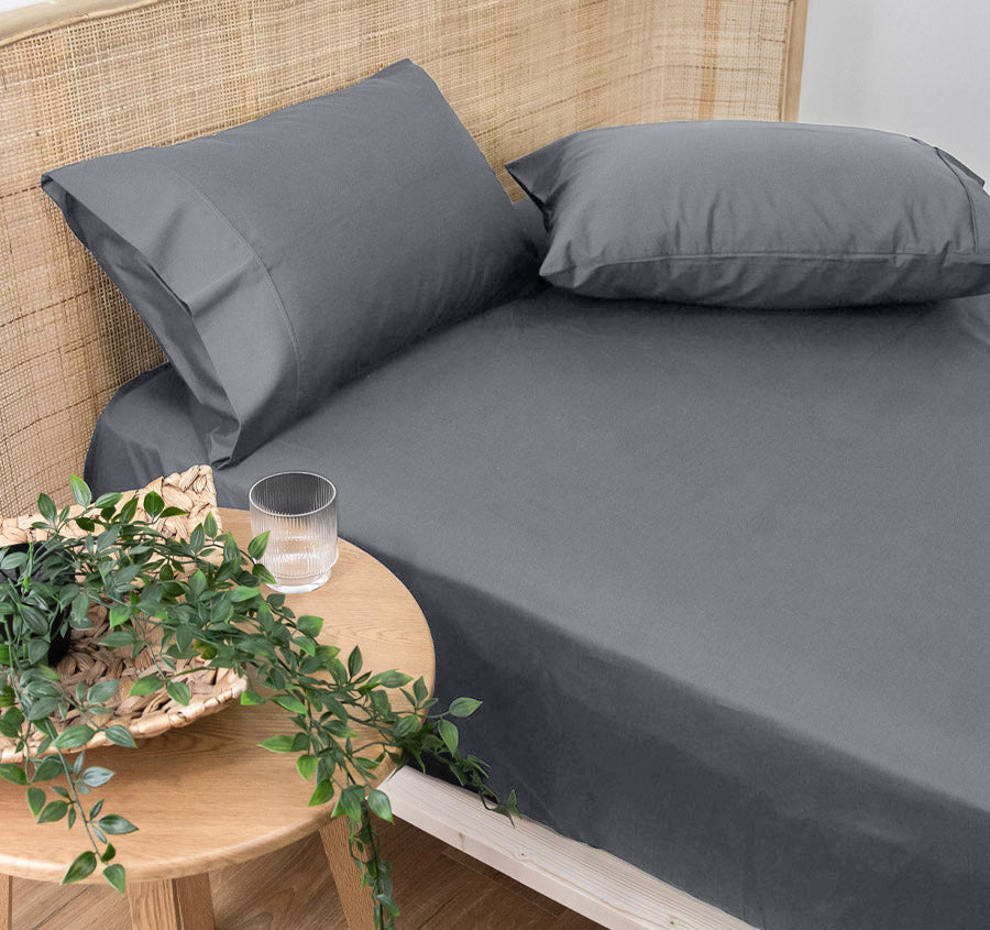 Bamboo Eco 400THC Cotton Mega Fitted Sheet Range Charcoal