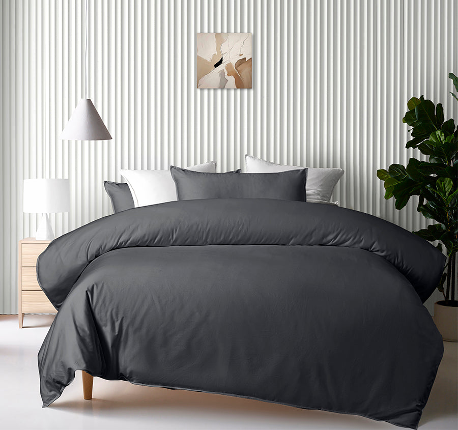 Bamboo Eco 400THC Cotton Quilt Cover Set Range Charcoal