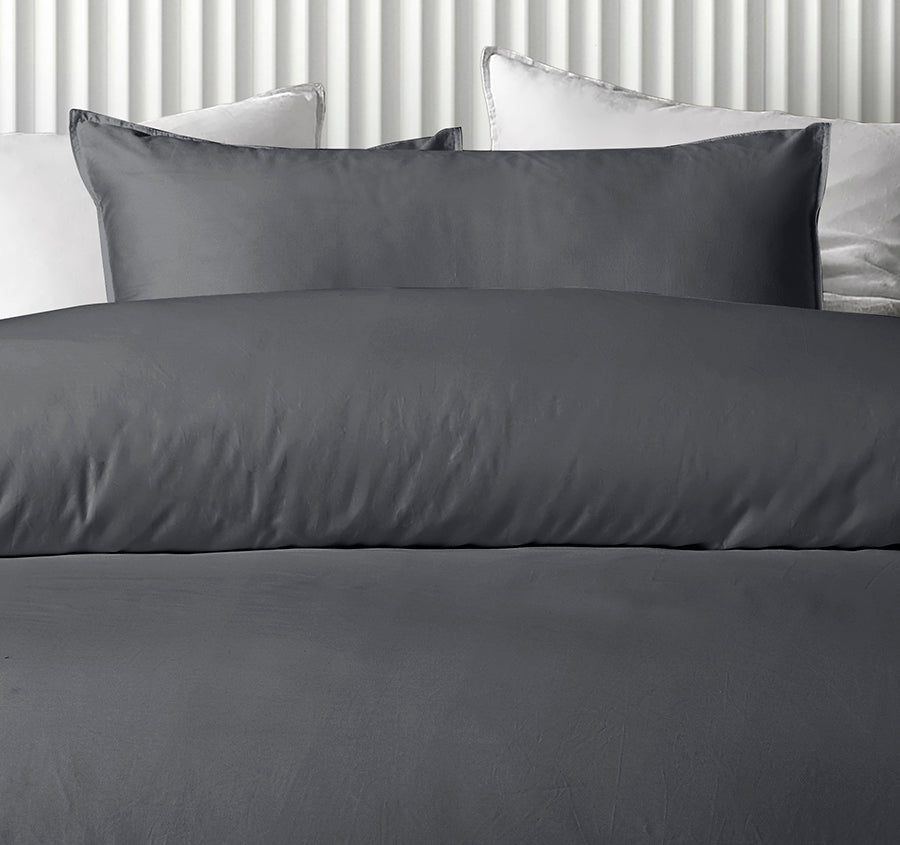 Bamboo Eco 400THC Cotton Quilt Cover Set Range Charcoal