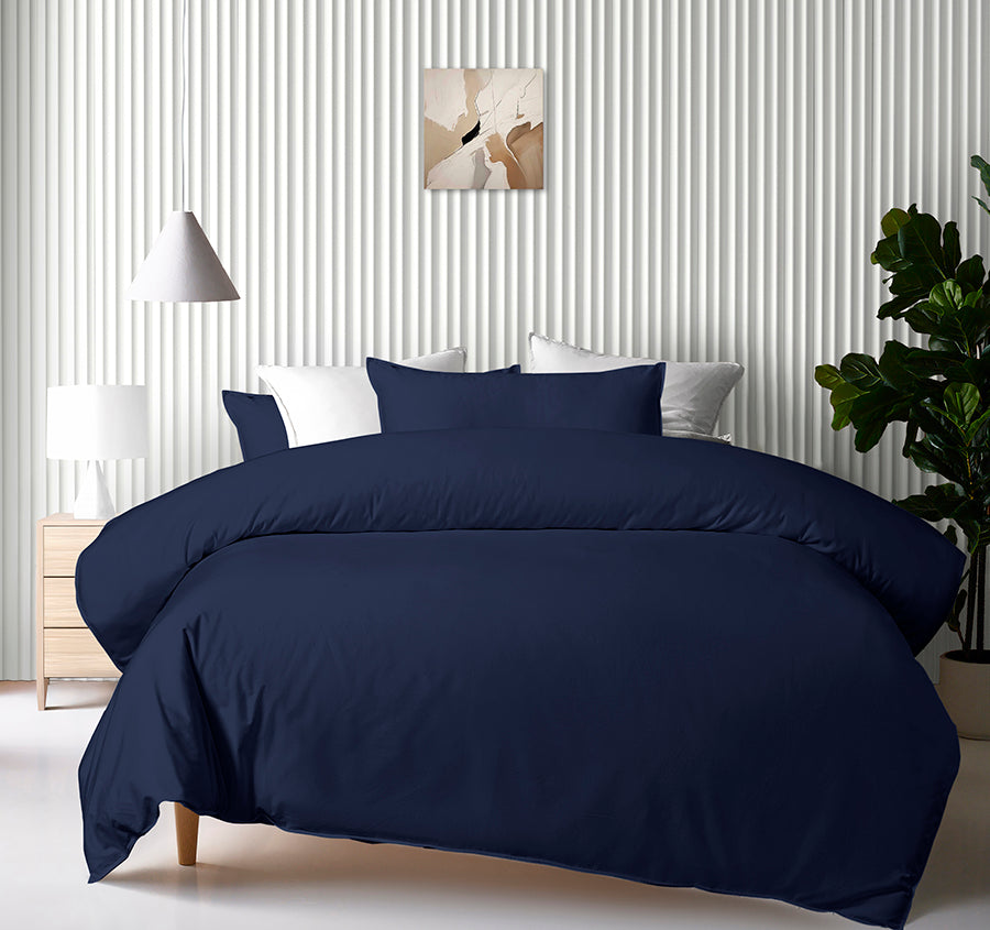 Bamboo Eco 400THC Cotton Quilt Cover Set Range Navy
