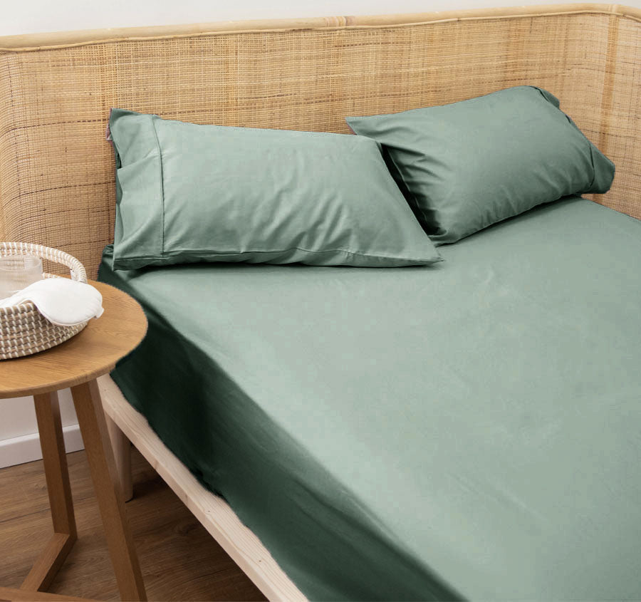 Bamboo Eco 400THC Cotton Mega Fitted Sheet Range Sage