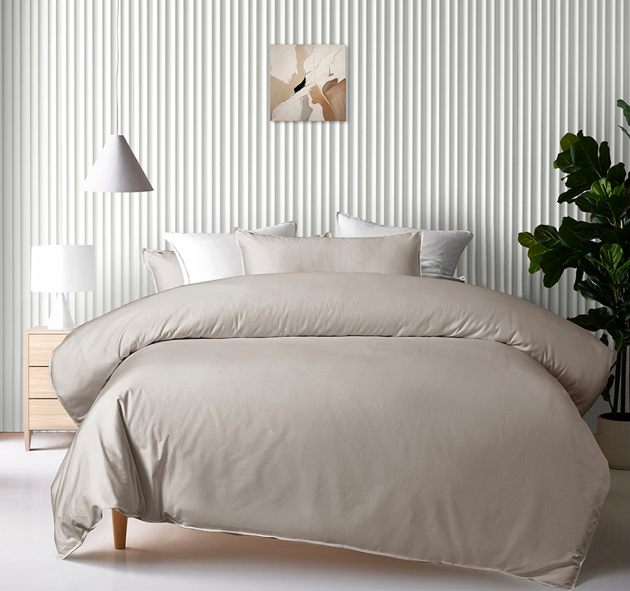 Bamboo Eco 400THC Cotton Quilt Cover Set Range Stone