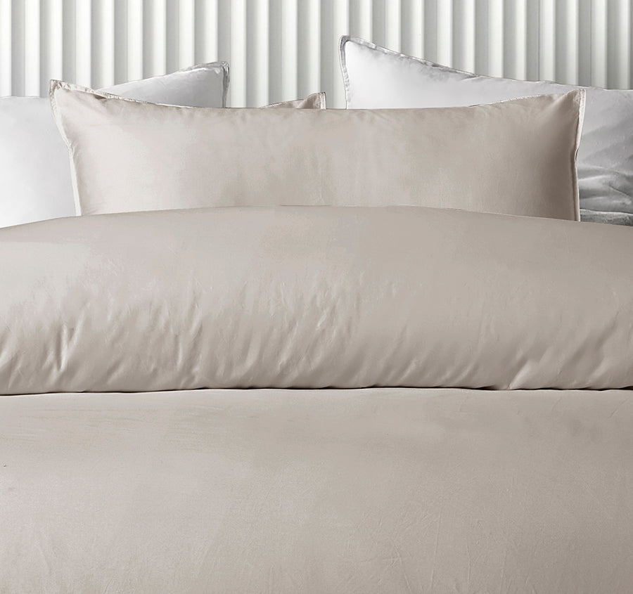 Bamboo Eco 400THC Cotton Quilt Cover Set Range Stone