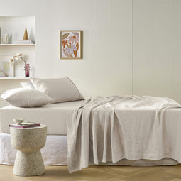 Stonewashed French Linen Mega Sheet Set Range Natural