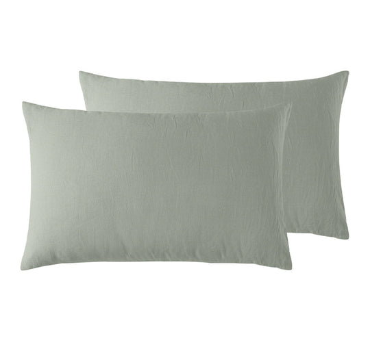 Stonewashed French Linen Standard Pillowcase Pair Sage