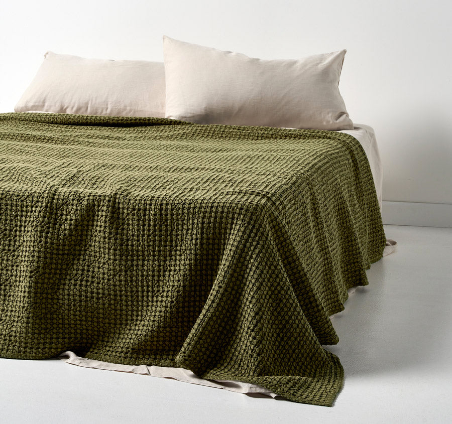 Waffle Bed Throw Caper The Hotel Linen Co