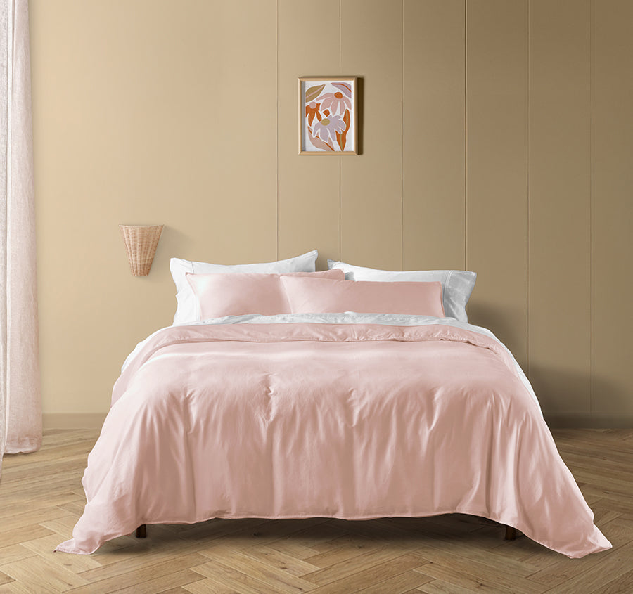 Drift Stonewashed Cotton Quilt Cover Set Range Blush Pink