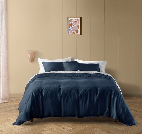 Drift Stonewashed Cotton Quilt Cover Set Range Denim Navy
