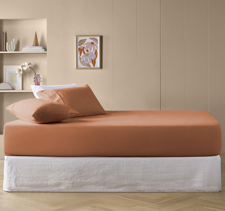 Drift Stonewashed Cotton Mega Fitted Combo Set Range Earth Clay