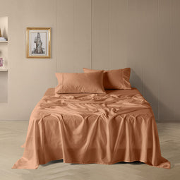 Drift Stonewashed Cotton Mega Sheet Set Range Earth Clay