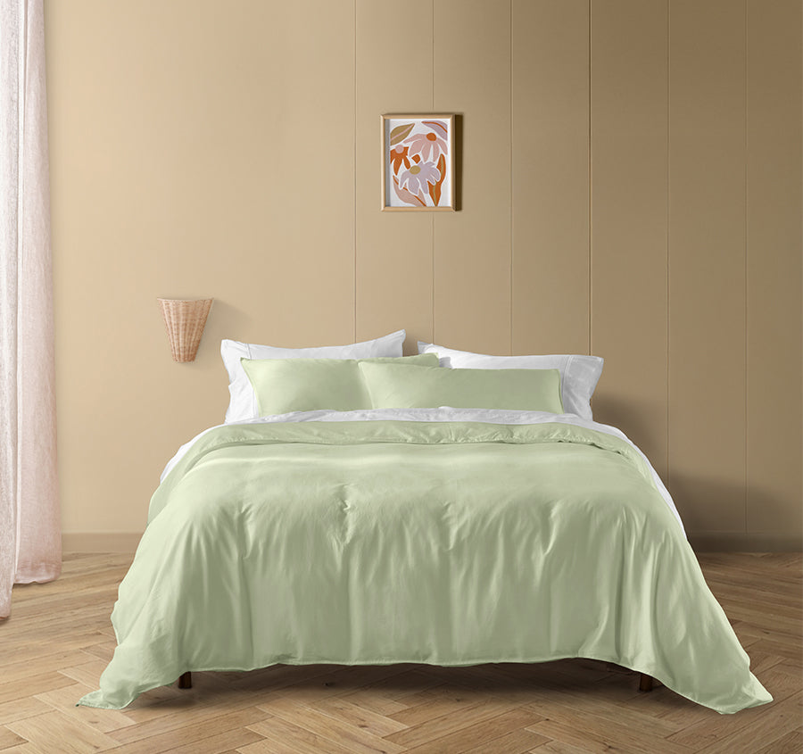 Drift Stonewashed Cotton Quilt Cover Set Range Wild Sage