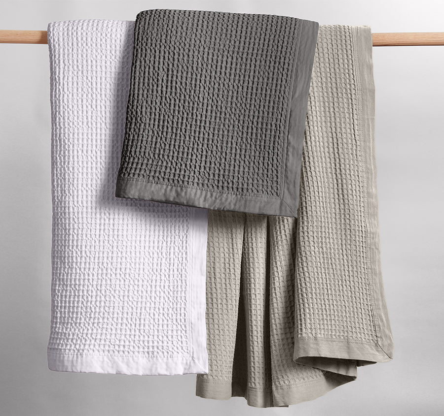 Haven Cotton Waffle Blanket Range Charcoal Grey