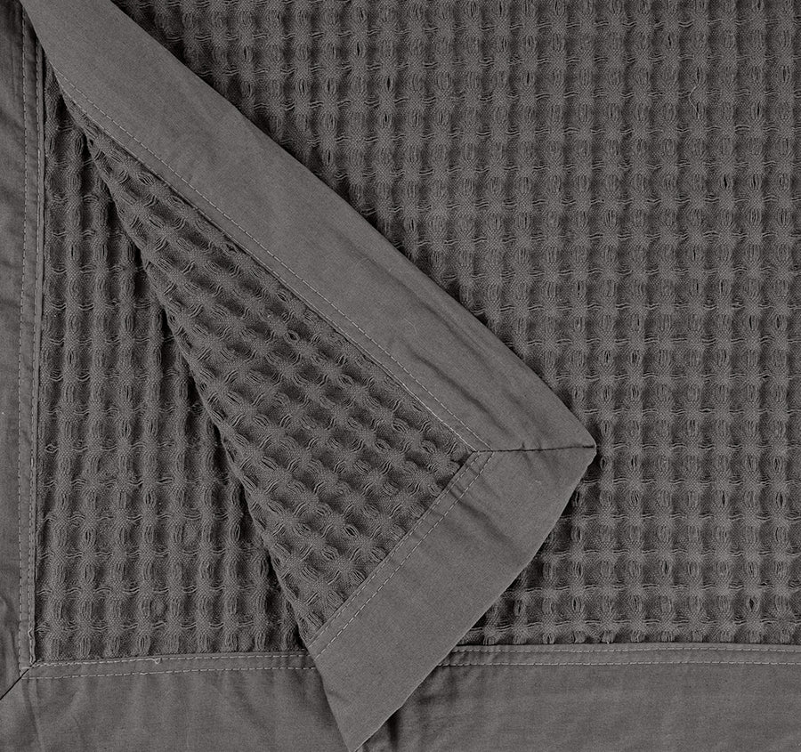 Haven Cotton Waffle Blanket Range Charcoal Grey