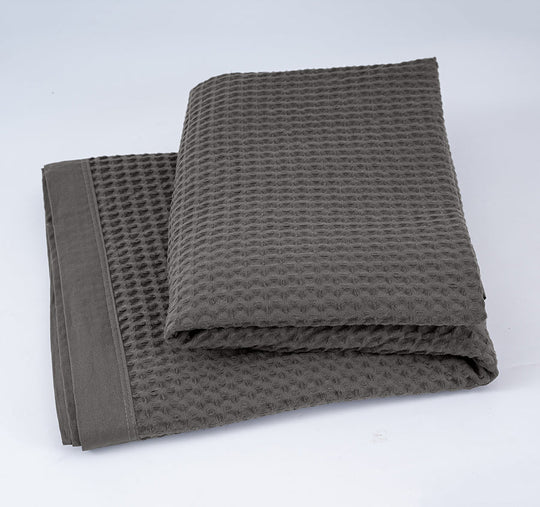 Haven Cotton Waffle Blanket Range Charcoal Grey