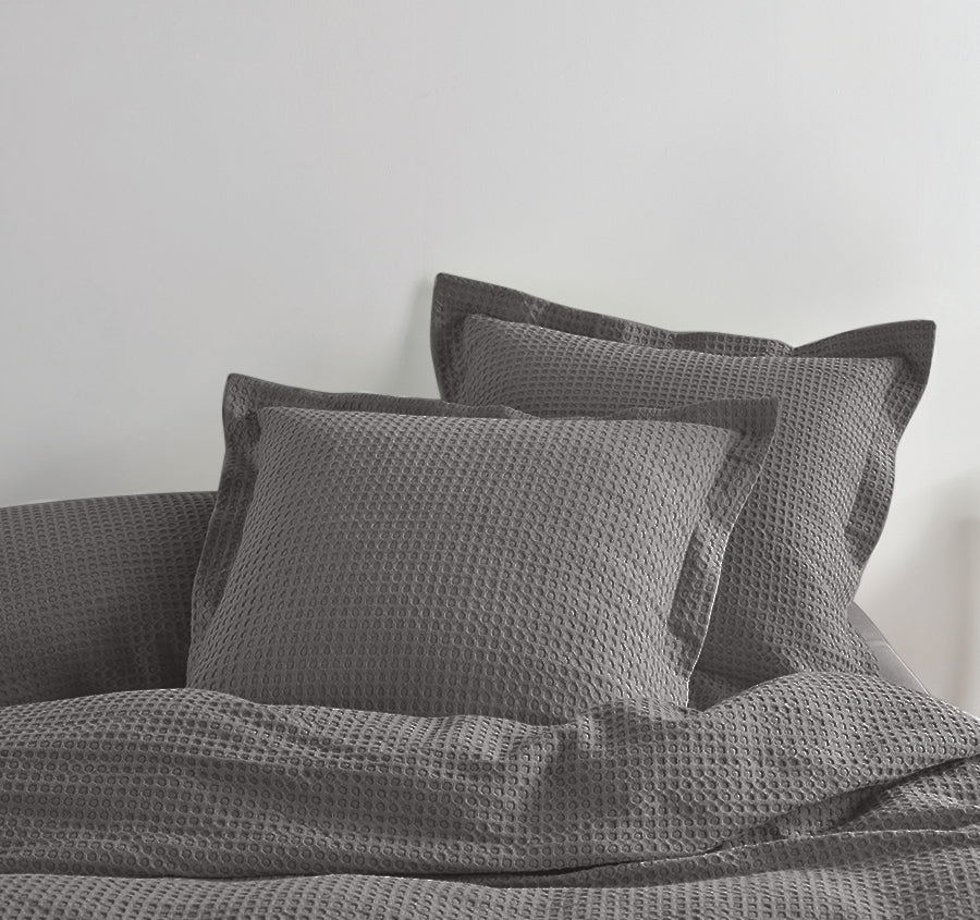 Haven Cotton Waffle European Pillowcase Charcoal Grey