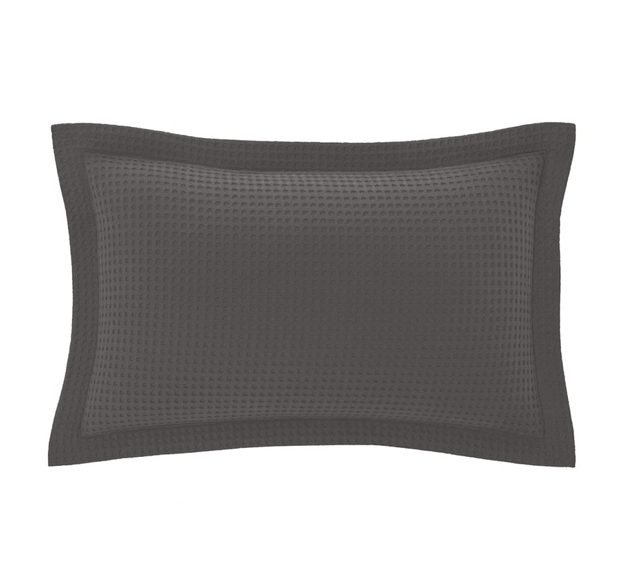 Haven Cotton Waffle Standard Pillowcase Pair Charcoal Grey