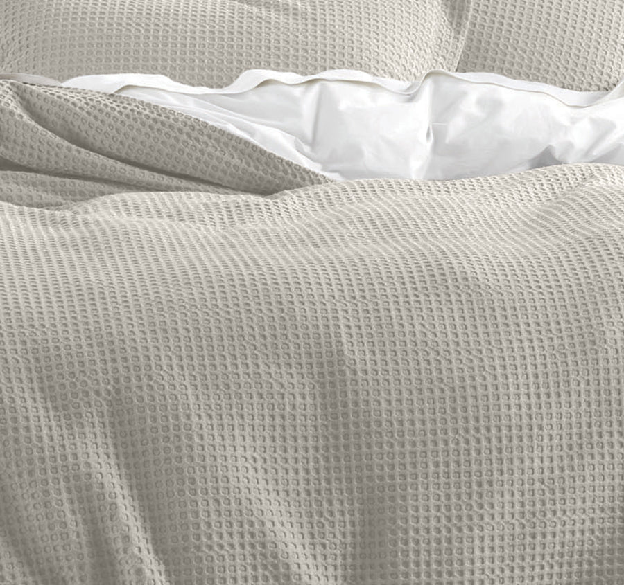 Haven Cotton Waffle Quilt Cover Set Range Driftwood Linen