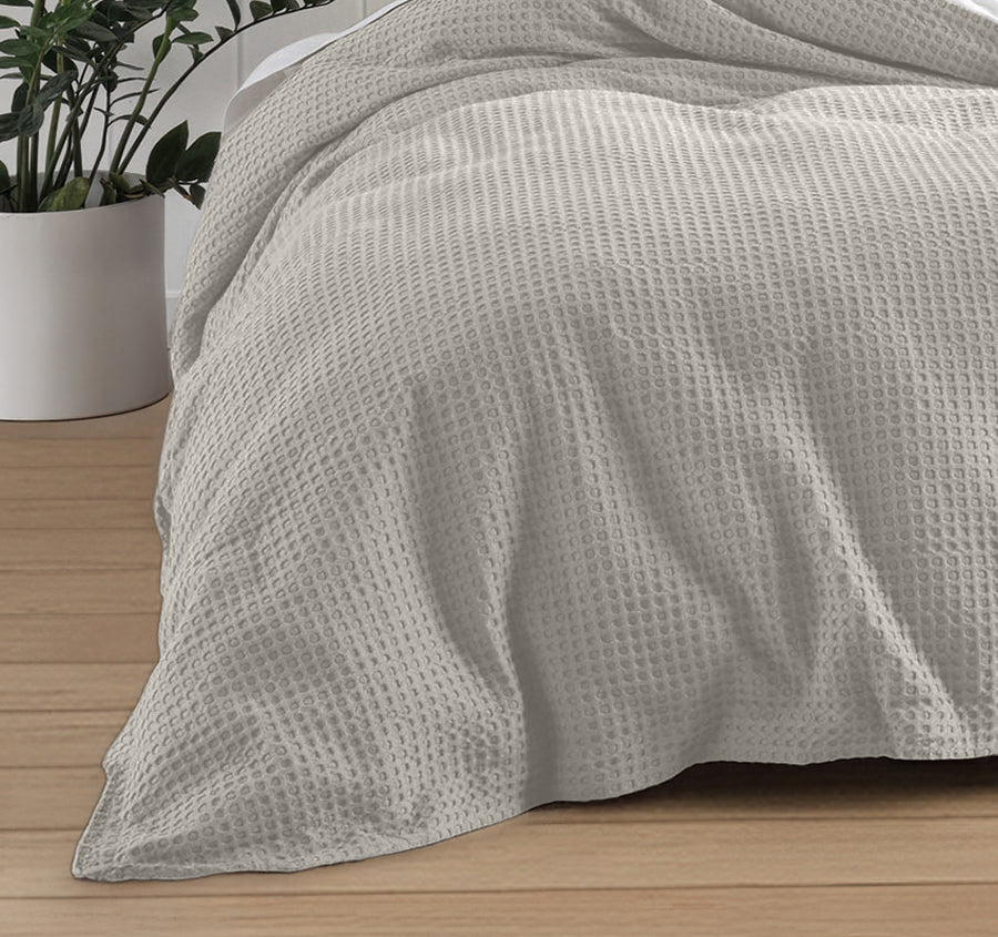 Haven Cotton Waffle Quilt Cover Set Range Driftwood Linen