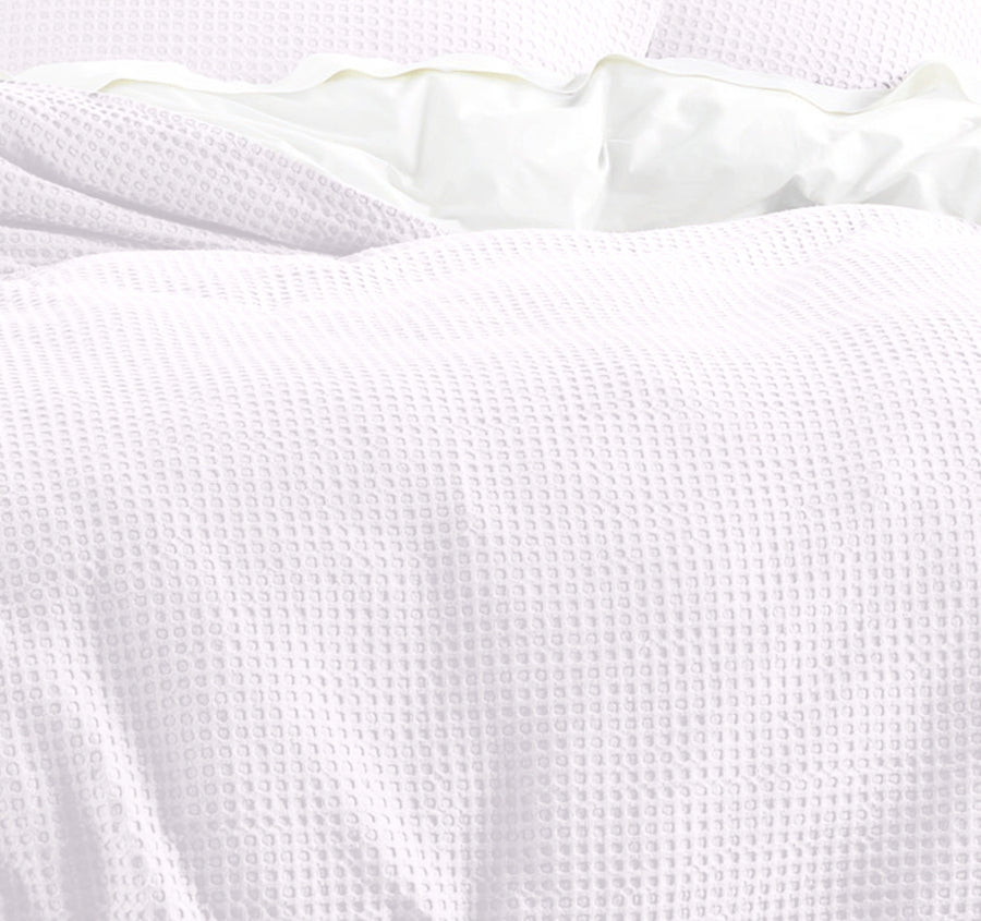 Haven Cotton Waffle Quilt Cover Set Range Pure White