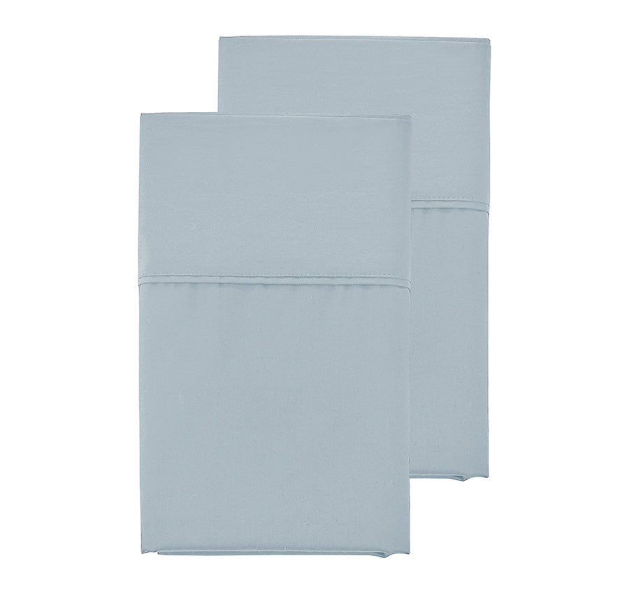 Oxford 300TC Crisp Cotton Percale Standard Pillowcase Pair Breeze Blue