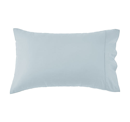 Oxford 300TC Crisp Cotton Percale Standard Pillowcase Pair Breeze Blue