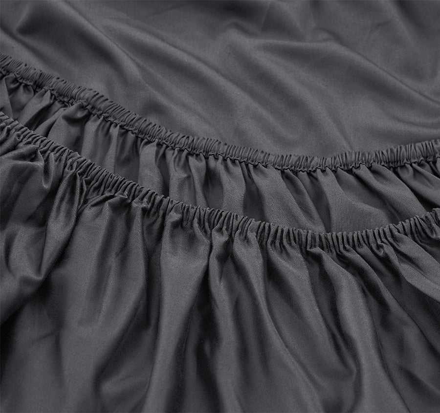Oxford 300TC Crisp Cotton Percale Fitted Combo Set Range Charcoal Grey