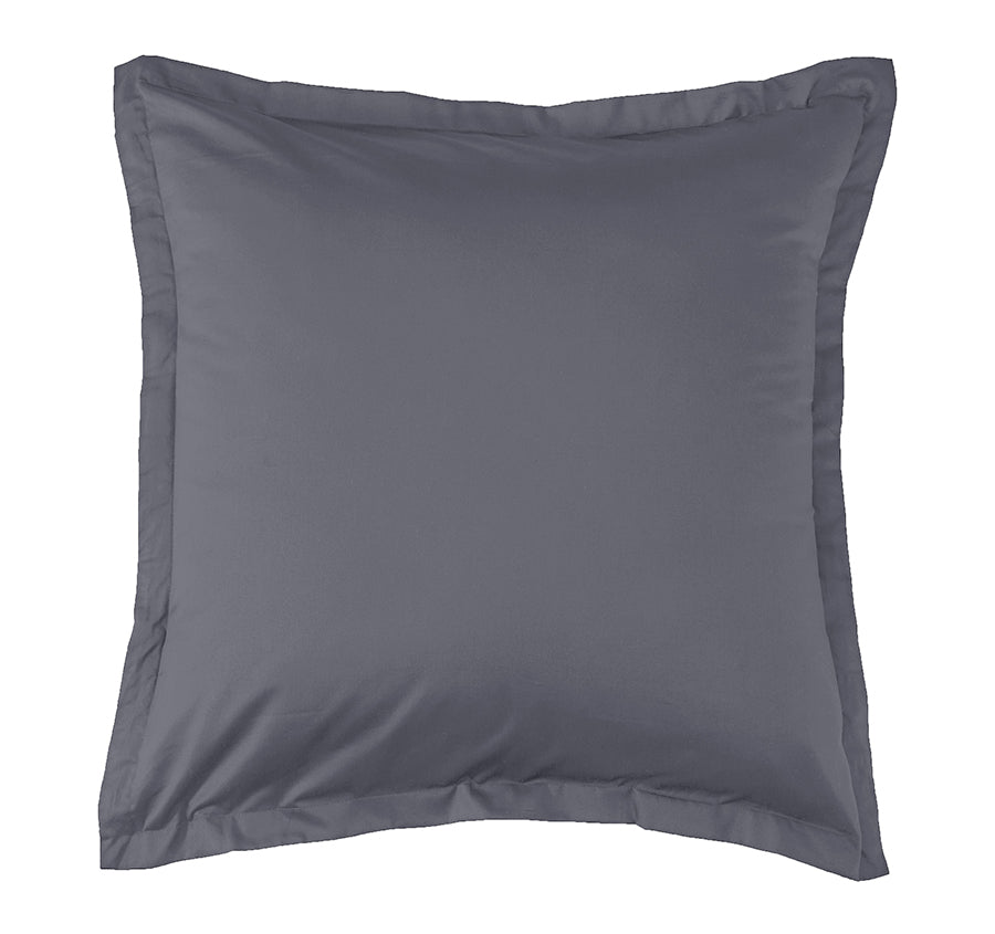 Oxford 300TC Crisp Cotton Percale Tailored European Pillowcase Charcoal Grey