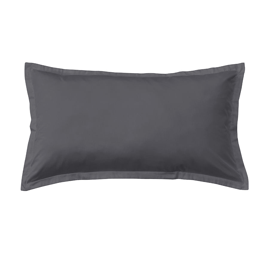 Oxford 300TC Crisp Cotton Percale Tailored King Pillowcase Charcoal Grey
