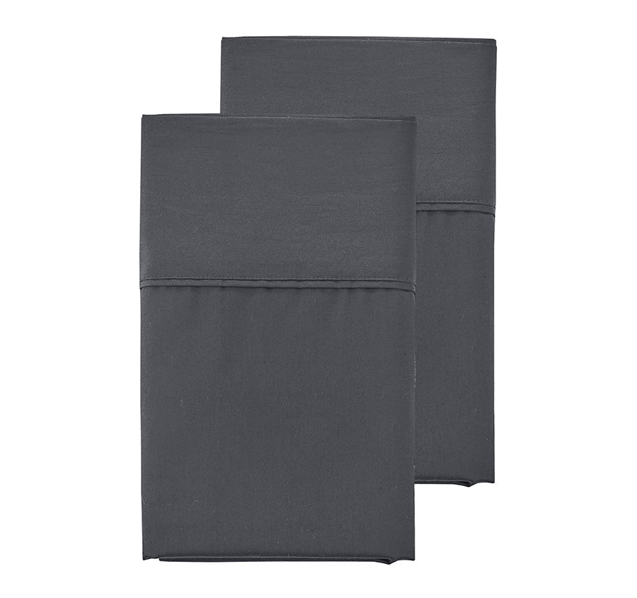 Oxford 300TC Crisp Cotton Percale Standard Pillowcase Pair Charcoal Grey