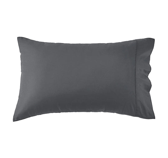 Oxford 300TC Crisp Cotton Percale Standard Pillowcase Pair Charcoal Grey