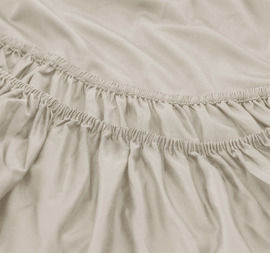 Oxford 300TC Crisp Cotton Percale Fitted Combo Set Range Sandstone