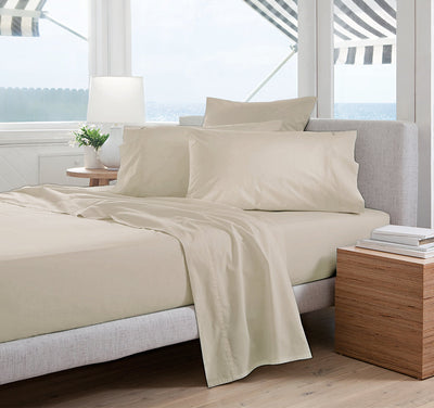 Oxford 300TC Crisp Cotton Percale Sheet Set Range Sandstone