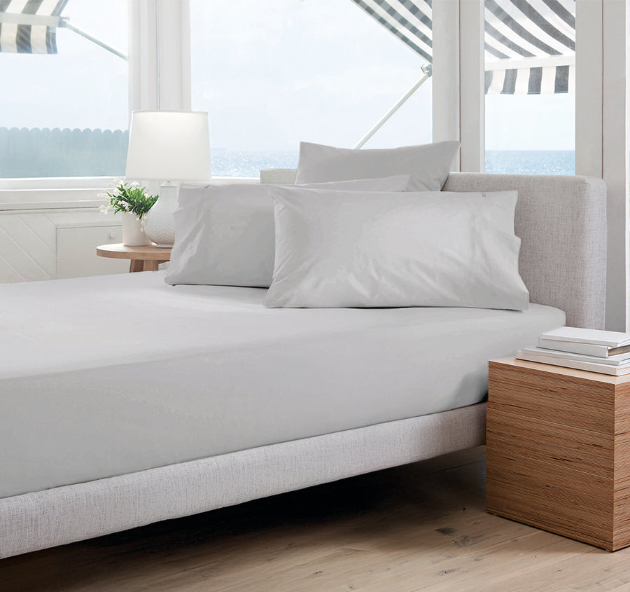 Oxford 300TC Crisp Cotton Percale Fitted Combo Set Range Warm Silver