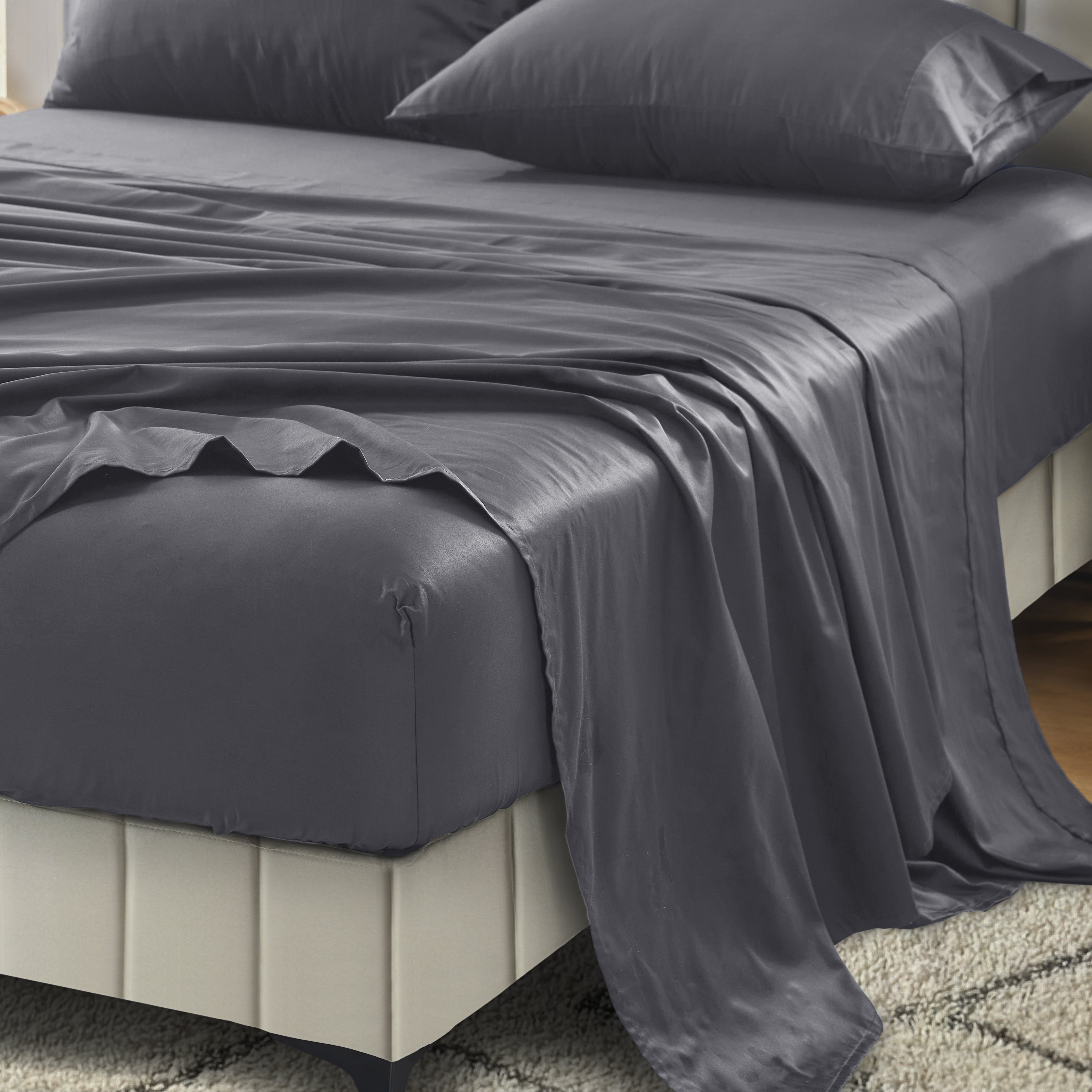 Signature 500TC Classic Egyptian Cotton Mega Fitted and Flat Sheet Range Charcoal Grey