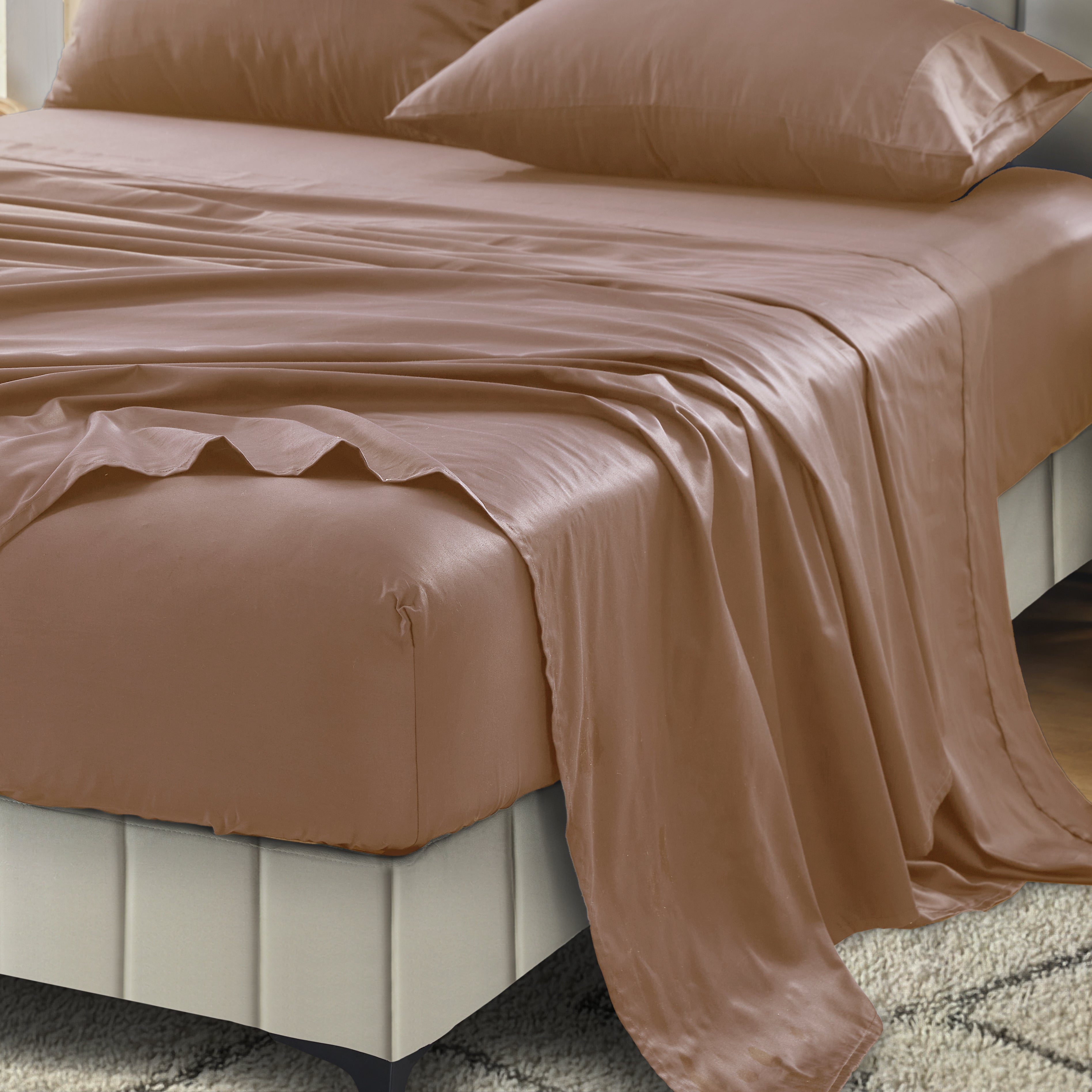 Signature 500TC Classic Egyptian Cotton Mega Fitted and Flat Sheet Range Earth Clay