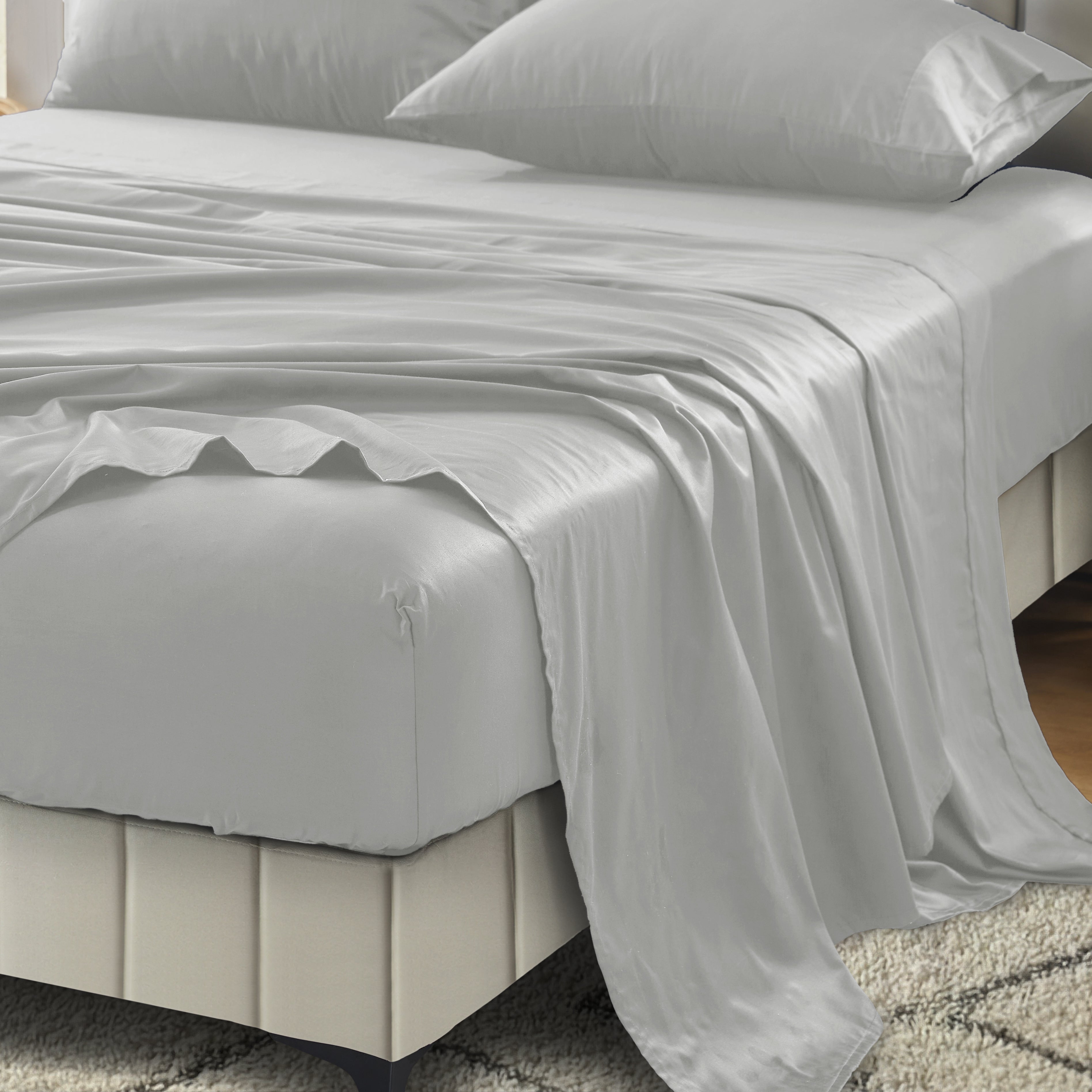 Signature 500TC Classic Egyptian Cotton Mega Fitted and Flat Sheet Range Silver Mist