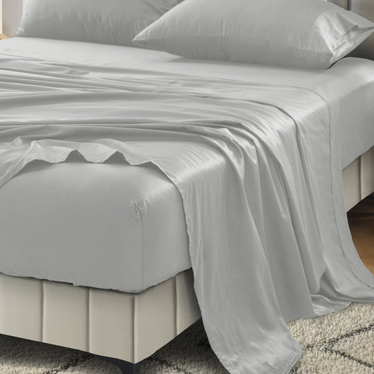 Signature 500TC Classic Egyptian Cotton Mega Fitted and Flat Sheet Range Silver Mist