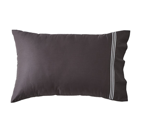 Signature 500TC Embroidered Egyptian Cotton Standard Pillowcase Pair Charcoal Grey and Pure White