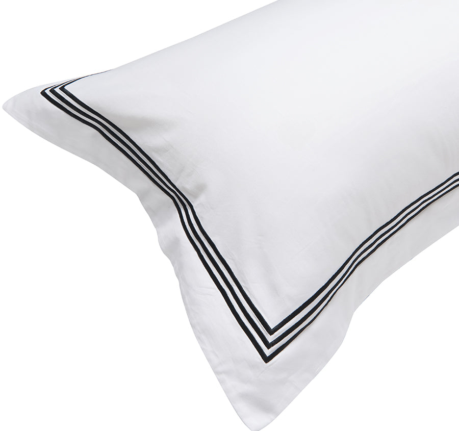 Signature 500TC Embroidered Egyptian Cotton Quilt Cover Set Range Pure White and Black
