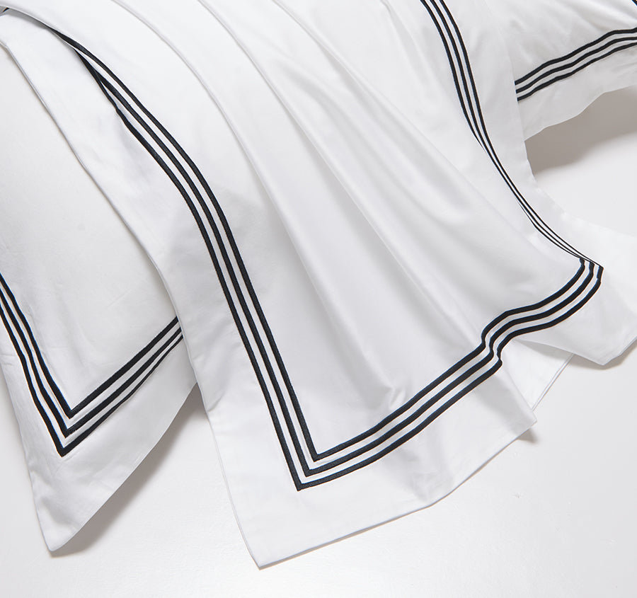 Signature 500TC Embroidered Egyptian Cotton Quilt Cover Set Range Pure White and Black